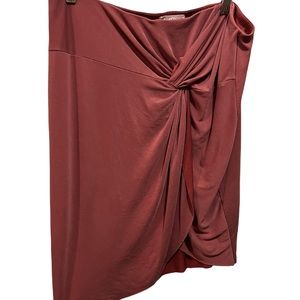 Socialite Women’s Side Slit Ruched Twisted A-Line Midi Wrap Effect Stretch Skirt